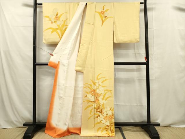 平和屋着物■訪問着 刺繍 草花文 正絹 逸品 DABE0466ya