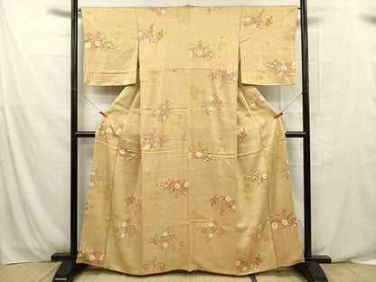 平和屋着物■上質な小紋 草花文 正絹 逸品 DABE0470ya