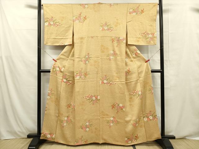 平和屋着物■上質な小紋 草花文 正絹 逸品 DABE0470ya
