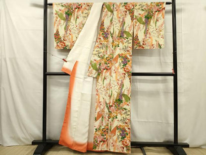 平和屋着物■上質な小紋 草花文 金彩 正絹 逸品 DABE0471ya