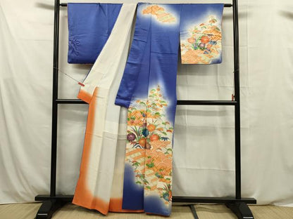 平和屋着物■訪問着 駒刺繍 風景花文 暈し染め 金彩 正絹 逸品 DABE0472ya