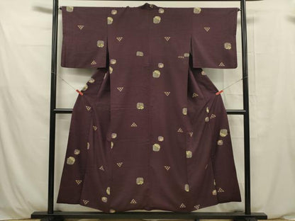 平和屋着物■上質な小紋 紬地 鱗花文 背抜き仕立て 正絹 逸品 DABE0478ya