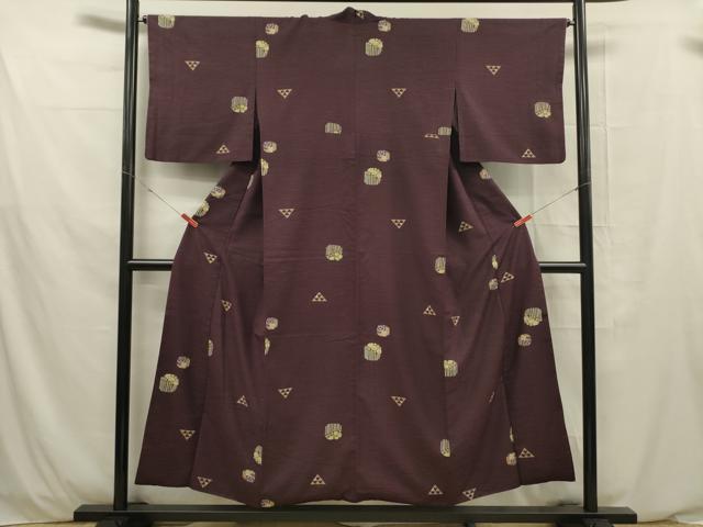 平和屋着物■上質な小紋 紬地 鱗花文 背抜き仕立て 正絹 逸品 DABE0478ya