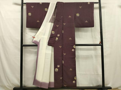 平和屋着物■上質な小紋 紬地 鱗花文 背抜き仕立て 正絹 逸品 DABE0478ya