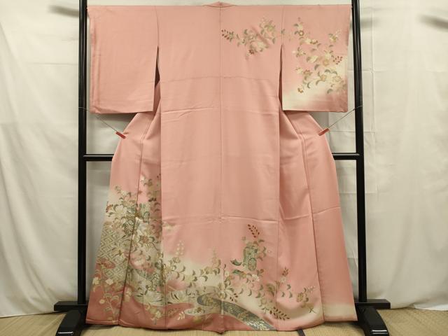 平和屋着物■訪問着 螺鈿 御所車花文 暈し染め 金銀彩 正絹 逸品 DABE0482ya