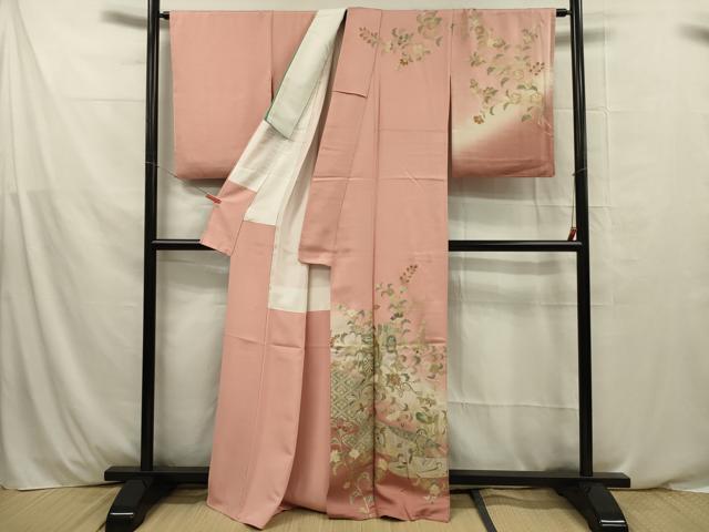 平和屋着物■訪問着 螺鈿 御所車花文 暈し染め 金銀彩 正絹 逸品 DABE0482ya