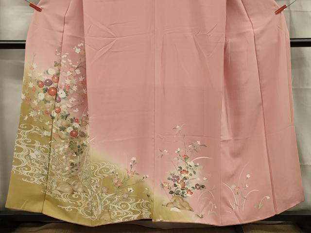 平和屋着物■訪問着 友禅 流水花文 暈し染め 正絹 逸品 DABE0483ya