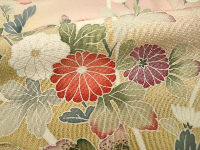 平和屋着物■訪問着 友禅 流水花文 暈し染め 正絹 逸品 DABE0483ya