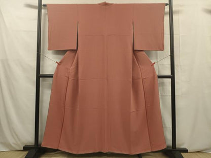 平和屋着物■上質な色無地 洗朱色 正絹 逸品 DABE0489ya