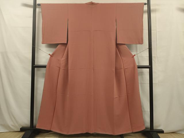 平和屋着物■上質な色無地 洗朱色 正絹 逸品 DABE0489ya