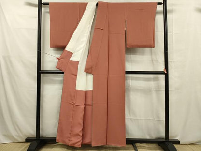 平和屋着物■上質な色無地 洗朱色 正絹 逸品 DABE0489ya
