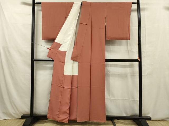 平和屋着物■上質な色無地 洗朱色 正絹 逸品 DABE0489ya