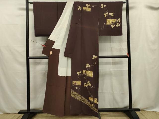 平和屋着物■訪問着 刺繍 花鳥文 金彩 正絹 逸品 DABE0495ya