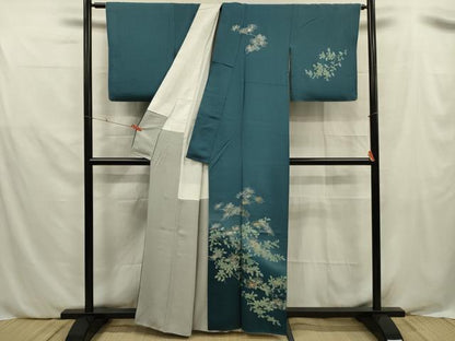 平和屋着物■訪問着 刺繍 枝松文 暈し染め 金銀彩 正絹 逸品 DABE0497ya