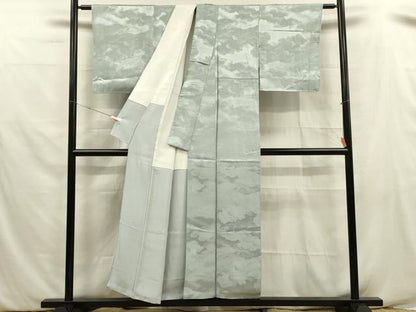 平和屋着物■上質な色無地 雲重ね地紋 秘色色 正絹 逸品 DABE0502ya