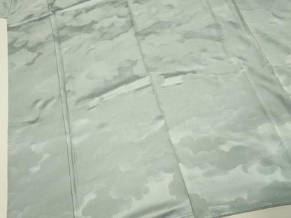 平和屋着物■上質な色無地 雲重ね地紋 秘色色 正絹 逸品 DABE0502ya
