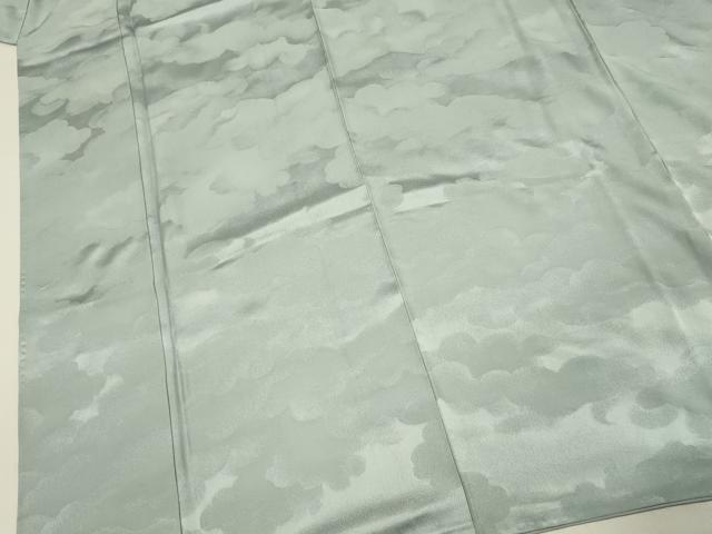 平和屋着物■上質な色無地 雲重ね地紋 秘色色 正絹 逸品 DABE0502ya
