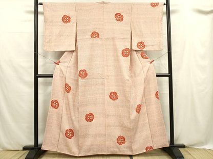 平和屋着物■上質な小紋 絞り 花丸文 正絹 逸品 DABE0504ya