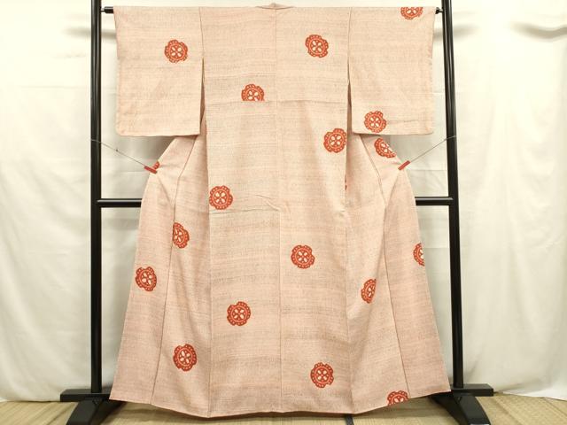 平和屋着物■上質な小紋 絞り 花丸文 正絹 逸品 DABE0504ya