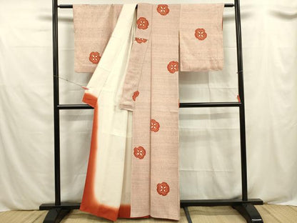 平和屋着物■上質な小紋 絞り 花丸文 正絹 逸品 DABE0504ya