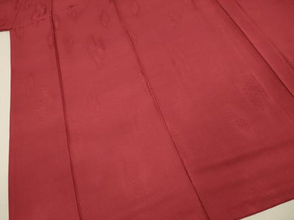 平和屋着物■上質な色無地 吉祥地紋 朱・緋色 正絹 逸品 DABE0510ya