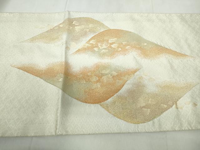 平和屋着物◎太鼓柄袋帯 箔散らし重ね山文 金銀糸 正絹 逸品 DABE0525qa