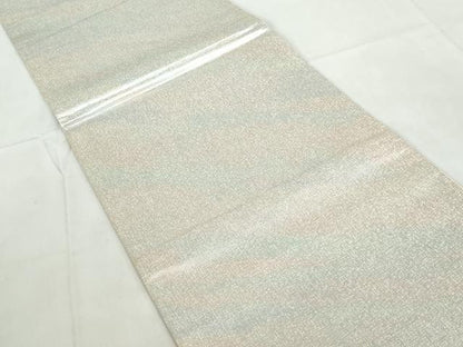 平和屋着物◎六通柄袋帯 作家物 霞よろけ縞 ワンポイント刺繍 銀糸 正絹 逸品 DABE0543qa