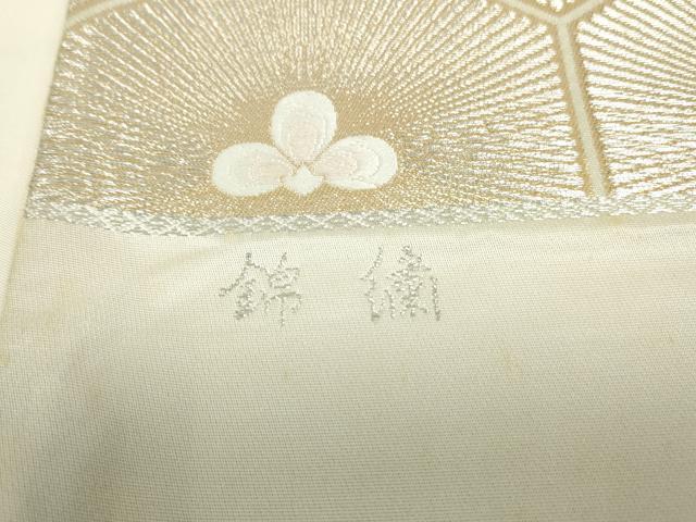 平和屋着物◎西陣　六通柄袋帯　唐織　亀甲若松文　銀糸　証紙付き　正絹　逸品　DABE0572qa