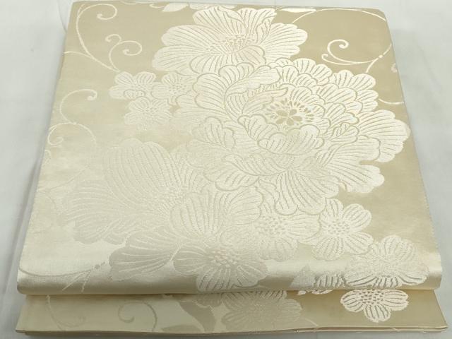 平和屋着物◎両面　全通柄袋帯　草花文　銀糸　正絹　逸品　DABE0574qa