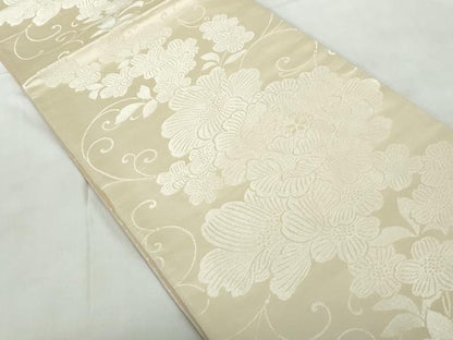 平和屋着物◎両面　全通柄袋帯　草花文　銀糸　正絹　逸品　DABE0574qa