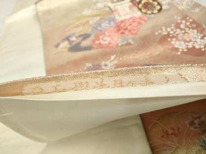 平和屋着物◎六通柄袋帯　唐織　鴛鴦御所車花文　金糸　正絹　逸品　DABE0575qa
