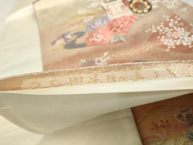 平和屋着物◎六通柄袋帯　唐織　鴛鴦御所車花文　金糸　正絹　逸品　DABE0575qa
