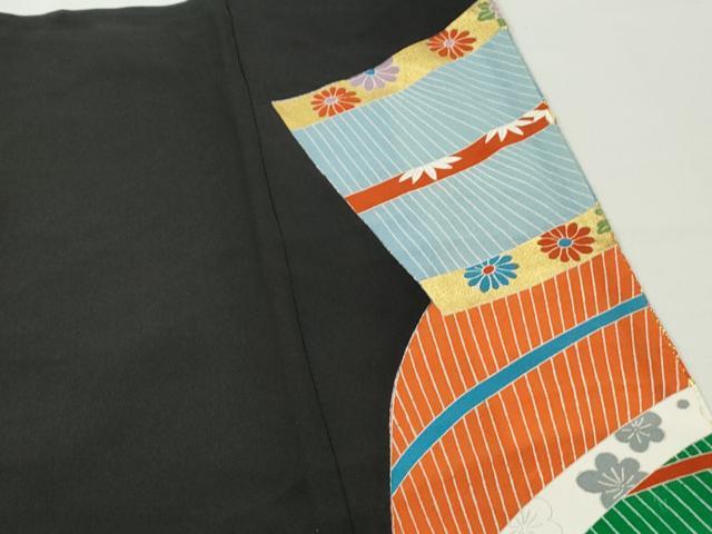 平和屋着物■豪華黒留袖　駒刺繍　絵巻花文　金彩　正絹　逸品　DABE0586qa