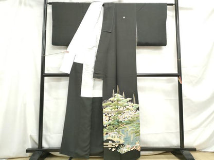 平和屋着物■豪華黒留袖　友禅　作家物　浜松花文　正絹　逸品　DABE0588qa