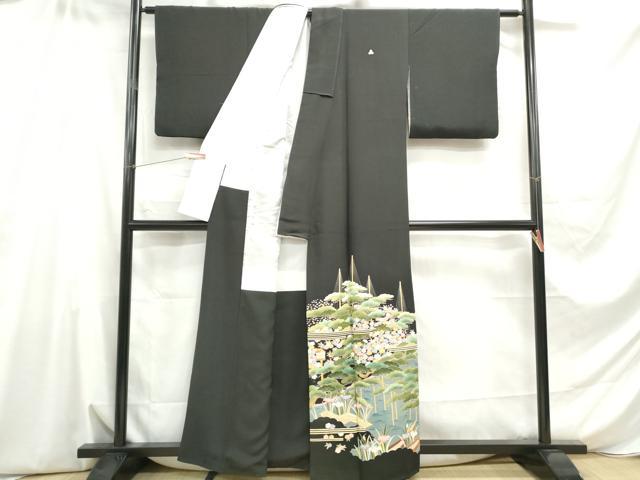 平和屋着物■豪華黒留袖　友禅　作家物　浜松花文　正絹　逸品　DABE0588qa