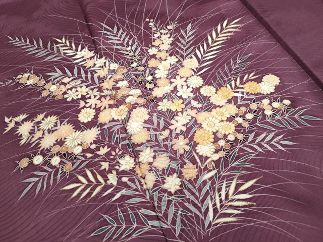 平和屋着物■訪問着 駒刺繍 流水草花文 金彩 正絹 逸品 DABE0605yqa