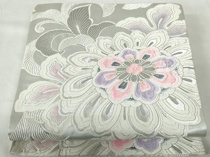 平和屋着物◎六通柄袋帯　唐織　更紗花文　九百錦プラチナ箔　正絹　逸品　DABE0624qa