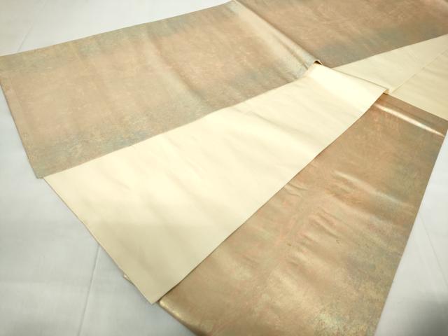 平和屋着物◎六通柄袋帯 草木染 霞文 引箔 反端付き 正絹 逸品 DABE0668qa