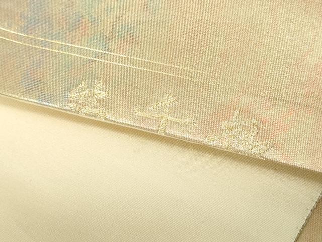 平和屋着物◎六通柄袋帯 草木染 霞文 引箔 反端付き 正絹 逸品 DABE0668qa