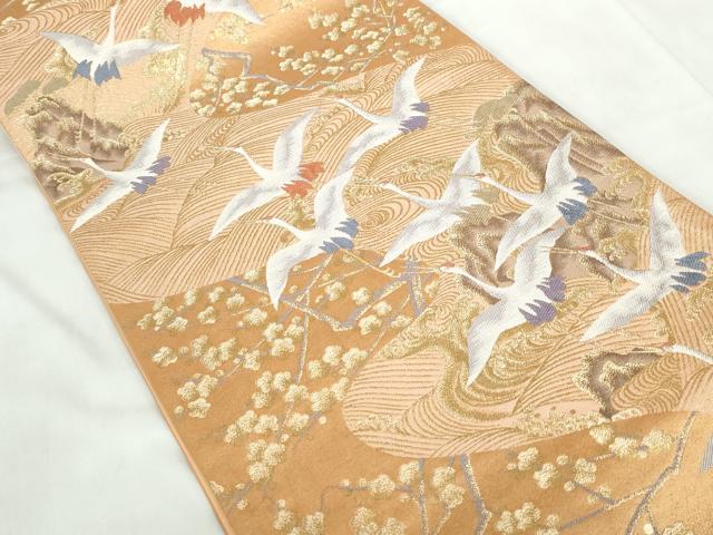 平和屋着物◎六通柄袋帯　唐織　古都翔翔文　金泥箔　金糸　正絹　逸品　DABE0684qa