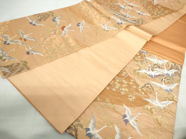 平和屋着物◎六通柄袋帯　唐織　古都翔翔文　金泥箔　金糸　正絹　逸品　DABE0684qa