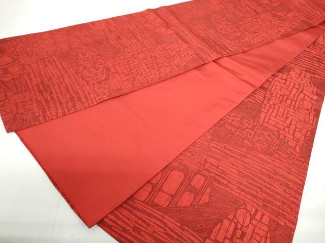 平和屋着物◎全通柄袋帯　ふくれ織　幾何学文　正絹　逸品　DABE0690qa