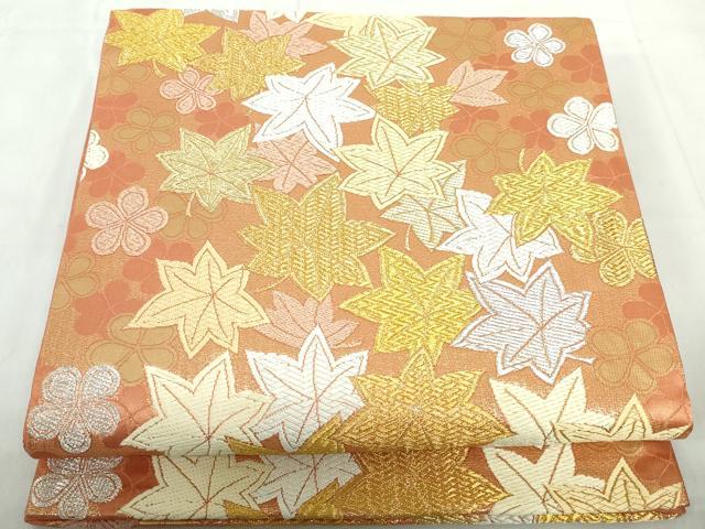 平和屋着物◎六通柄袋帯 唐織 楓花尽くし 金銀糸 正絹 逸品