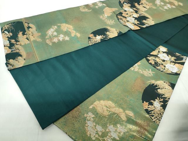 平和屋着物◎六通柄袋帯　唐織　蒔絵四季花　金糸　正絹　逸品　DABE0713qa