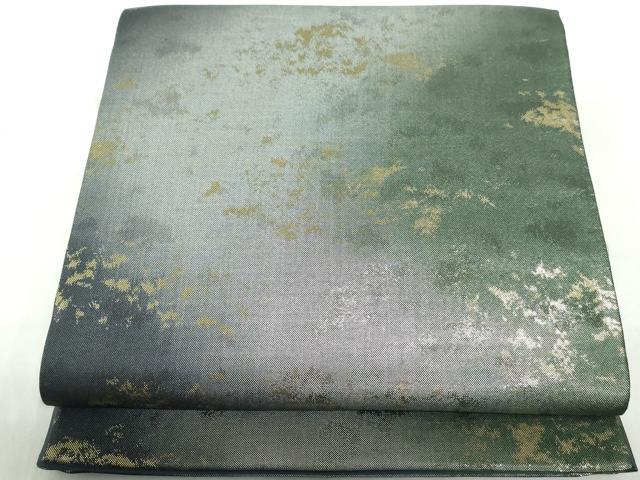 平和屋着物◎全通柄袋帯　霞文　引箔　正絹　逸品　DABE0718qa