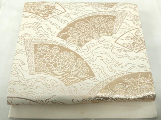 平和屋着物◎六通柄袋帯　地紙花文　金糸　正絹　逸品　DABE0720qa
