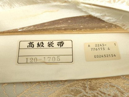 平和屋着物◎六通柄袋帯　地紙花文　金糸　正絹　逸品　DABE0720qa