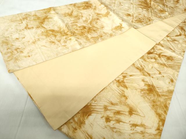 平和屋着物◎全通柄袋帯　ふくれ織　花菱文　正絹　逸品　DABE0722qa