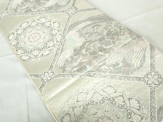 平和屋着物◎六通柄袋帯　唐織　菱取華鳥文　プラチナ二重箔　正絹　逸品　DABE0723qa