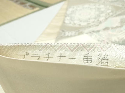 平和屋着物◎六通柄袋帯　唐織　菱取華鳥文　プラチナ二重箔　正絹　逸品　DABE0723qa